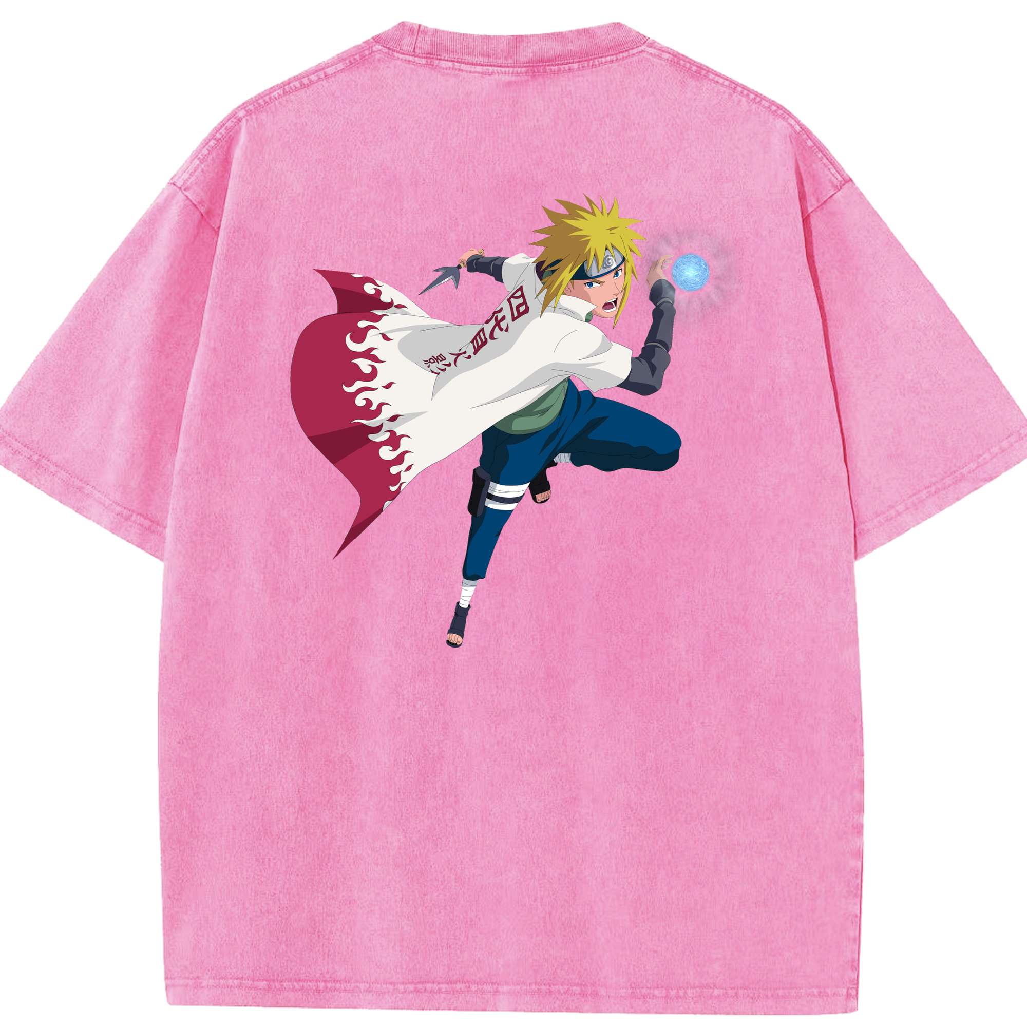 （画像用） NARUTO -ナルト- 波風 ミナト Namikaze Minato 綿100% ヴィンテージ風 半袖Tシャツ（背面プリント）